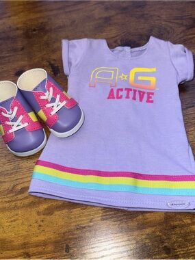 American Girl Show Your Sporty Side 18d  Lavender Dress with Purple & Pink Shoes